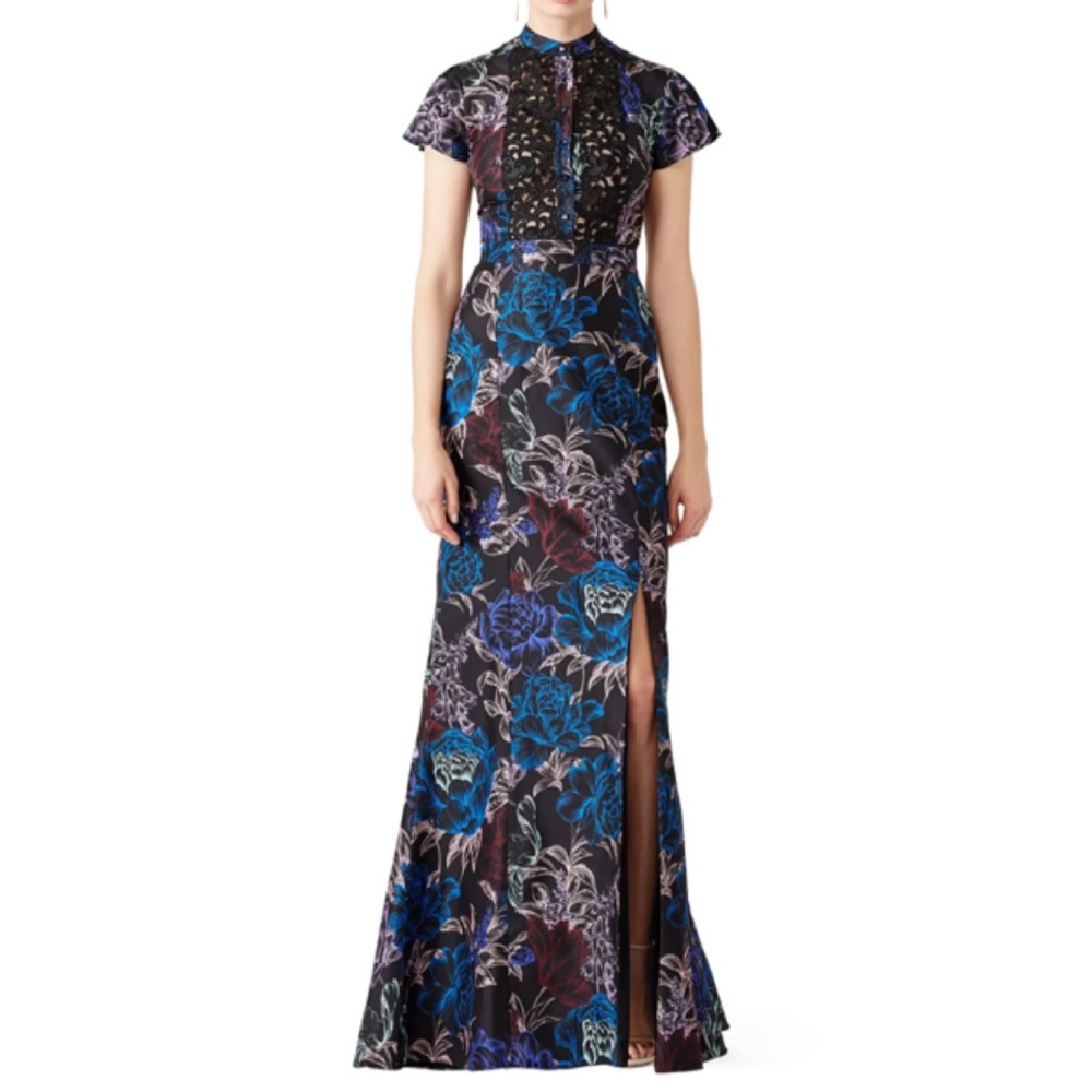Emanuel Ungaro Black Wisp Floral Chiffon Dress Size 44 EU $2,280